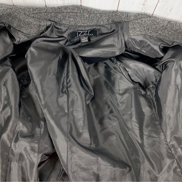 Izzi Collections Women's Pea Coat Size Large 100% Wool Single Breasted Gray - Picture 7 of 10